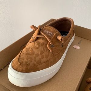 Sperry Tan Cheetah Print Boat Shoes